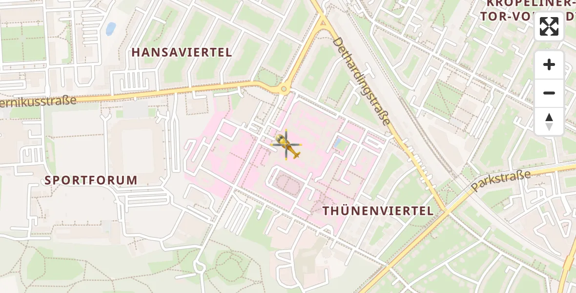 Flugroute Rettungshubschrauber Rostock University Hubschrauberlandeplatz - Rostock University Hubschrauberlandeplatz, 05 April 2026, 10:43