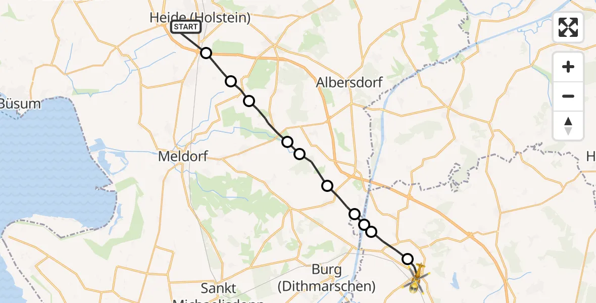 Flugroute Rettungshubschrauber Lohe-Rickelshof - Vaale, 05 April 2026, 11:17