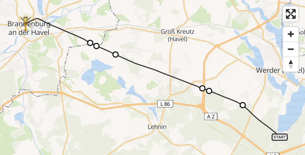Flugroute Rettungshubschrauber Schwielowsee - Brandenburg an der Havel, 05 April 2026, 11:22