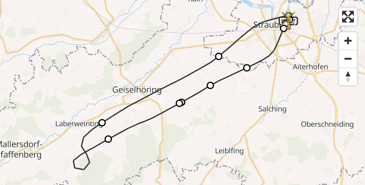 Flugroute Rettungshubschrauber Sankt Elisabeth Hospital Straubing - Sankt Elisabeth Hospital Straubing, 05 April 2026, 11:29