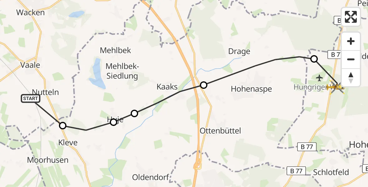 Flugroute Rettungshubschrauber Nutteln - Hohenlockstedt, 05 April 2026, 11:43