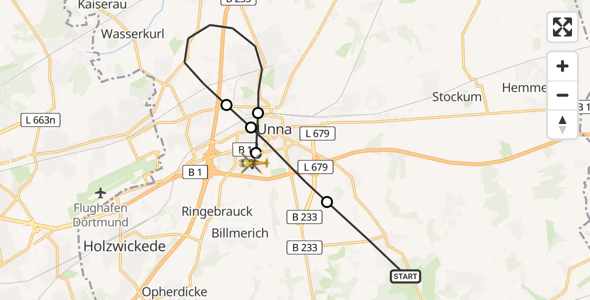 Flugroute Rettungshubschrauber Fröndenberg/Ruhr - Unna, 05 April 2026, 12:17