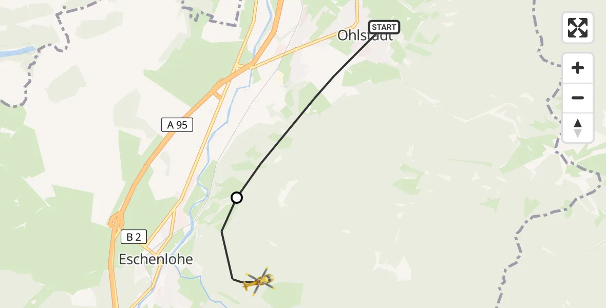 Flugroute Rettungshubschrauber Ohlstadt - Eschenlohe, 05 April 2026, 12:21