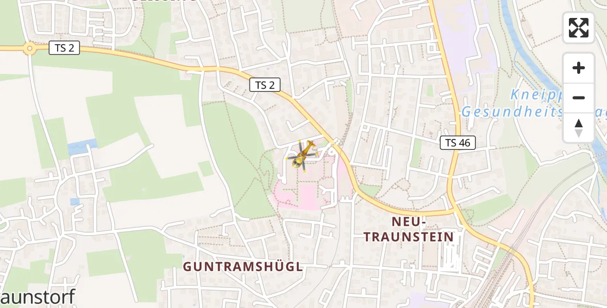 Flugroute Rettungshubschrauber Traunstein Hospital - Traunstein Hospital, 05 April 2026, 12:21