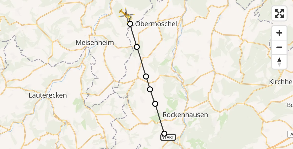 Flugroute Rettungshubschrauber Imsweiler UL - Lettweiler, 05 April 2026, 12:32