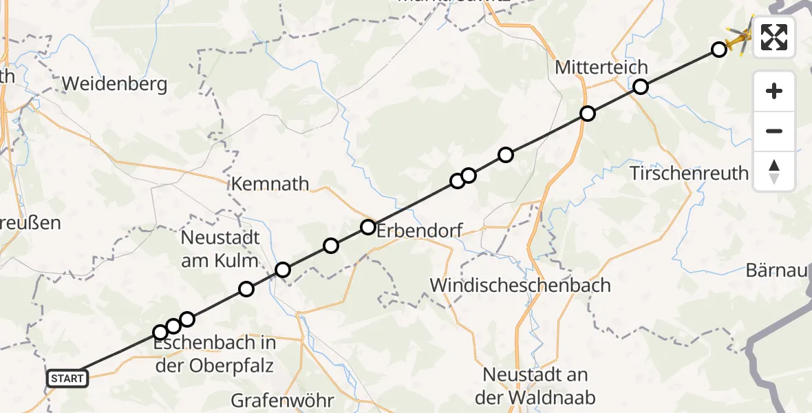 Flugroute Rettungshubschrauber Kirchenthumbach - Bad Neualbenreuth, 05 April 2026, 12:32
