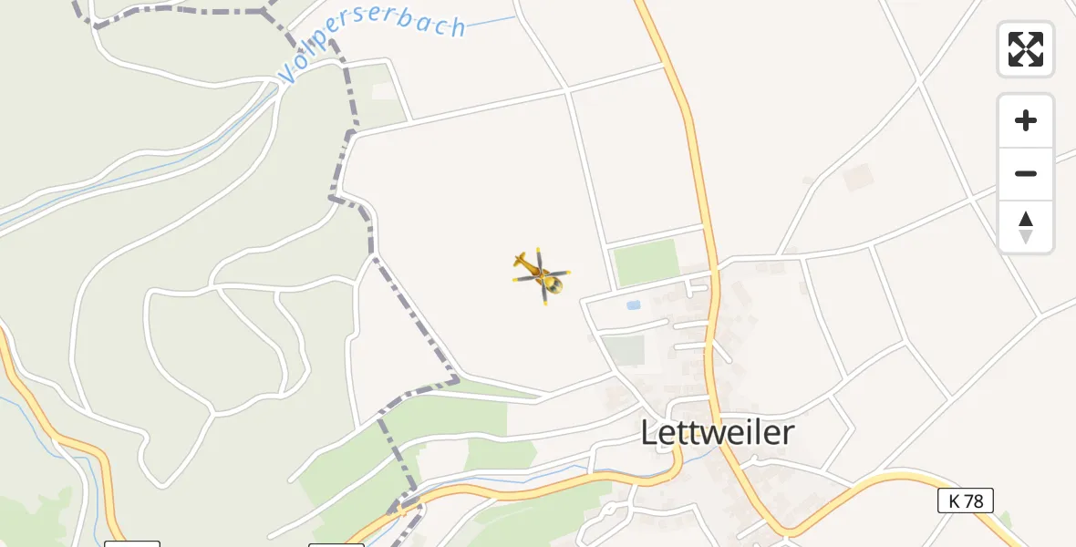 Flugroute Rettungshubschrauber Lettweiler - Lettweiler, 05 April 2026, 12:37
