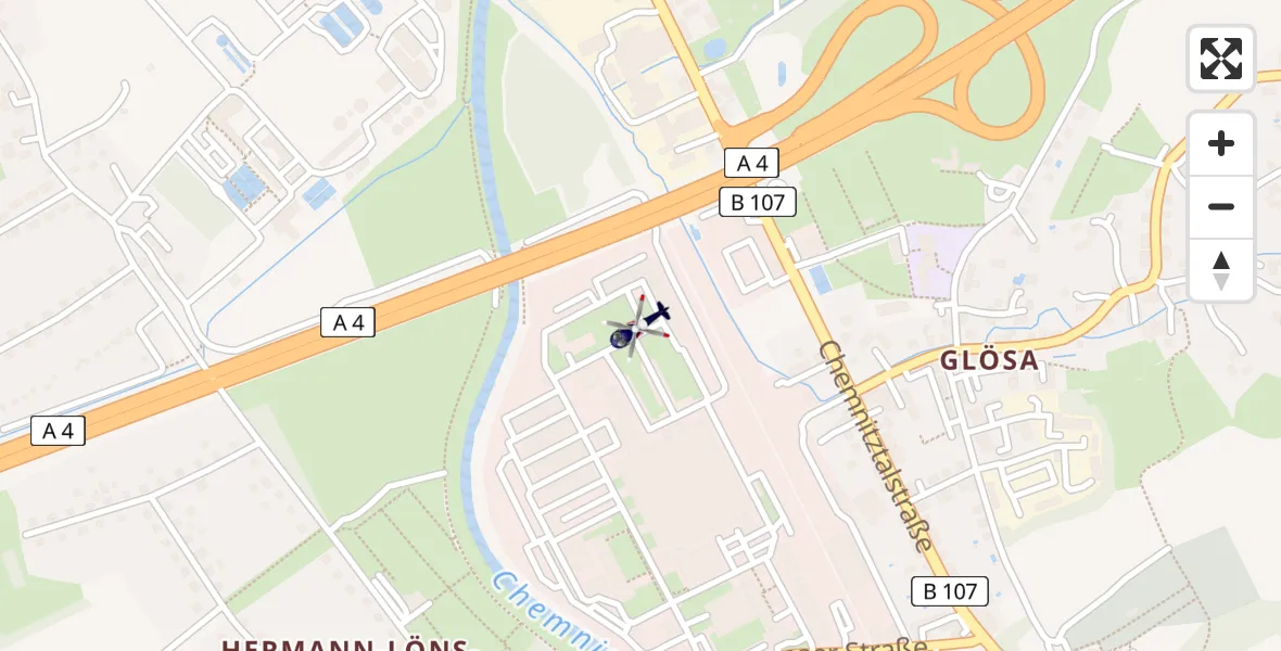 Flugroute Polizeihubschrauber Chemnitz-Glösa Industrial Park Hubschrauberlandeplatz - Chemnitz-Glösa Industrial Park Hubschrauberlandeplatz, 05 April 2026, 12:49