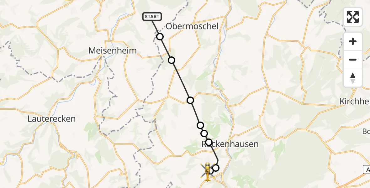 Flugroute Rettungshubschrauber Lettweiler - Imsweiler UL, 05 April 2026, 13:07