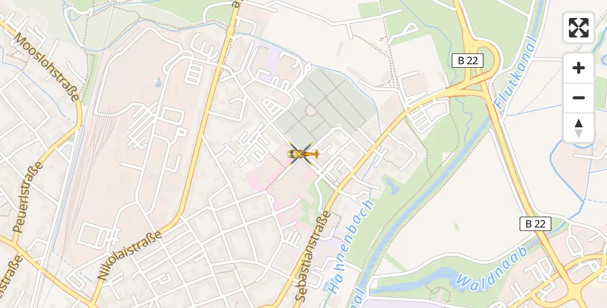 Flugroute Rettungshubschrauber Weiden Hospital - Weiden Hospital, 05 April 2026, 13:21