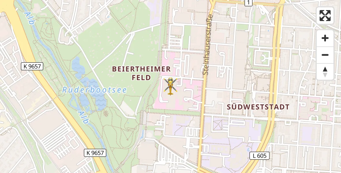 Flugroute Rettungshubschrauber Sankt Vincentius Hospital - Sankt Vincentius Hospital, 05 April 2026, 13:33