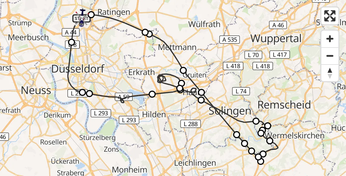 Flugroute Polizeihubschrauber Düsseldorf Flughafen - Düsseldorf Flughafen, 05 April 2026, 13:34