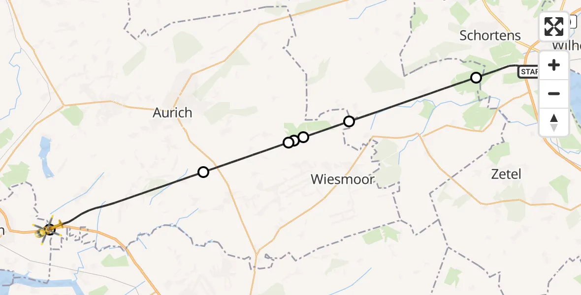 Flugroute Rettungshubschrauber Sande - Emden, 05 April 2026, 13:49