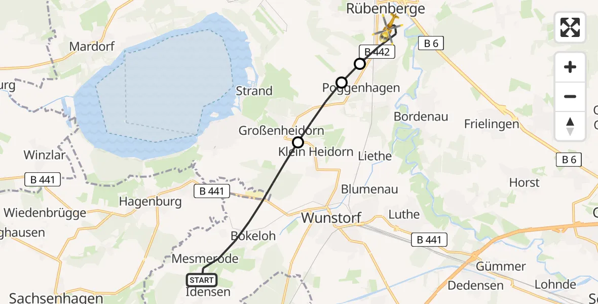 Flugroute Rettungshubschrauber Wunstorf - Neustadt am Rübenberge, 05 April 2026, 13:52