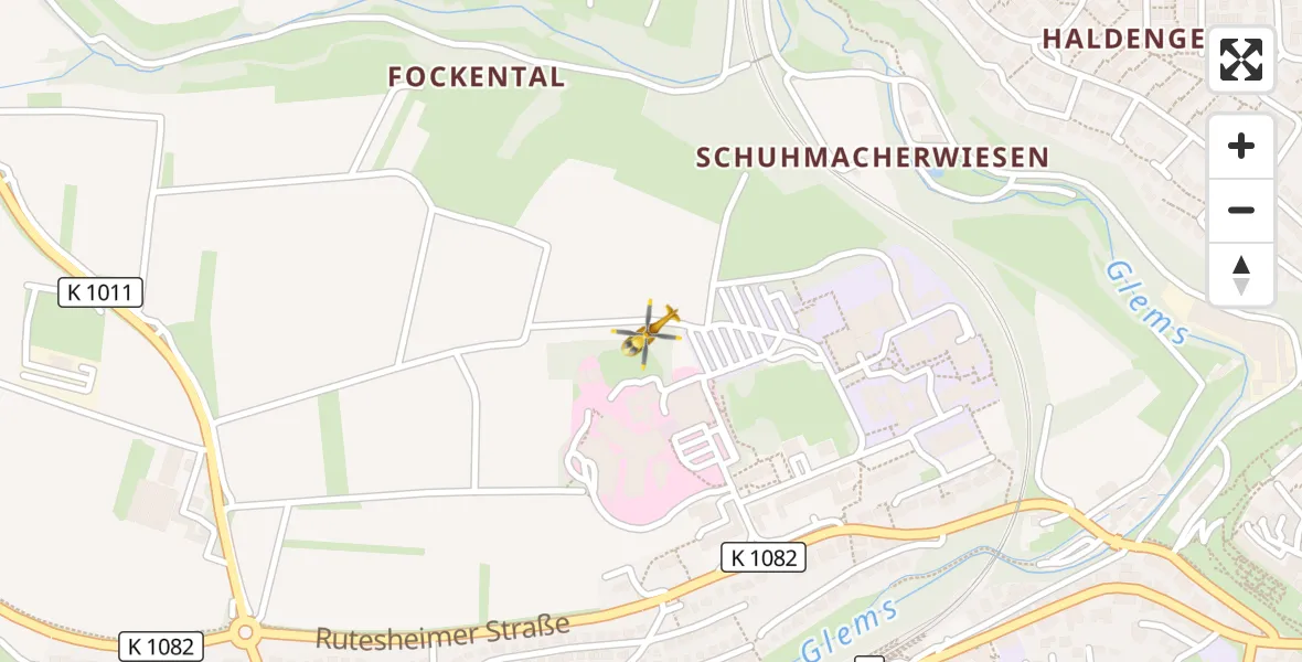 Flugroute Rettungshubschrauber Leonberg Hospital - Leonberg Hospital, 05 April 2026, 13:53