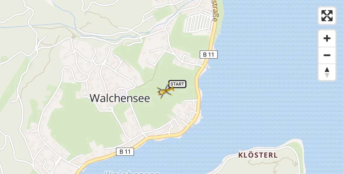 Flugroute Rettungshubschrauber Kochel a.See - Kochel a.See, 05 April 2026, 14:08