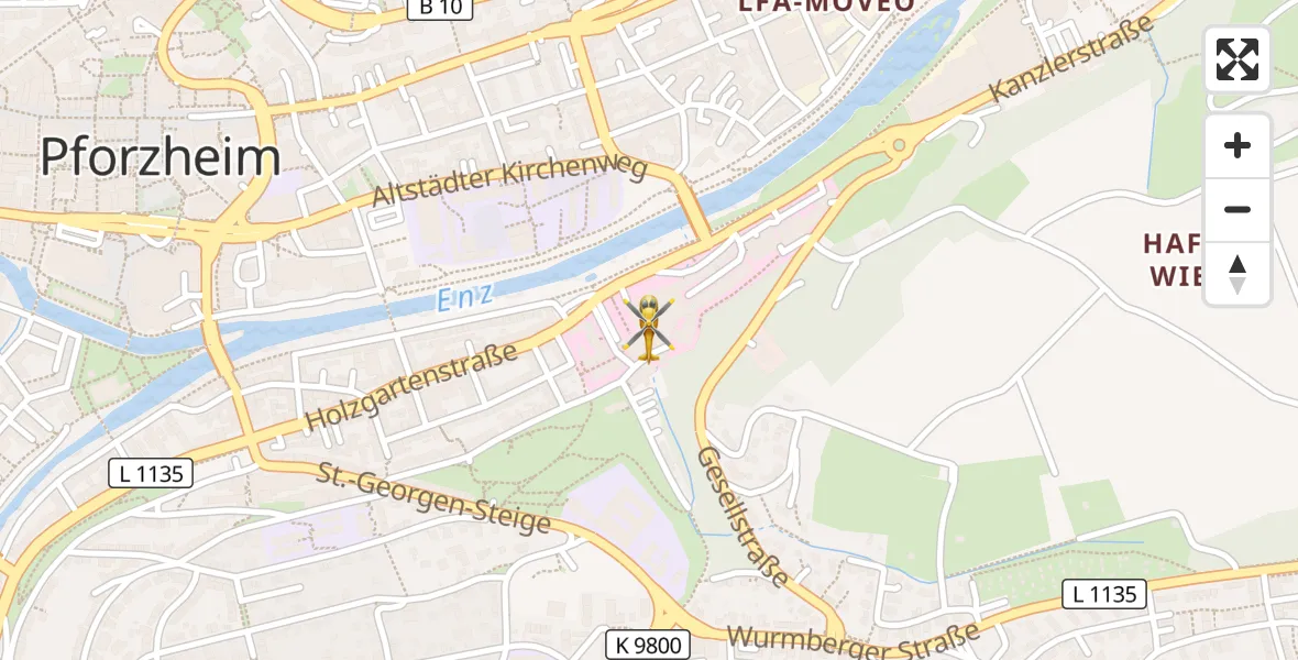 Flugroute Rettungshubschrauber Pforzheim - Pforzheim, 05 April 2026, 14:10