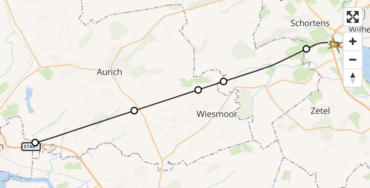 Flugroute Rettungshubschrauber Emden - Sande, 05 April 2026, 14:35