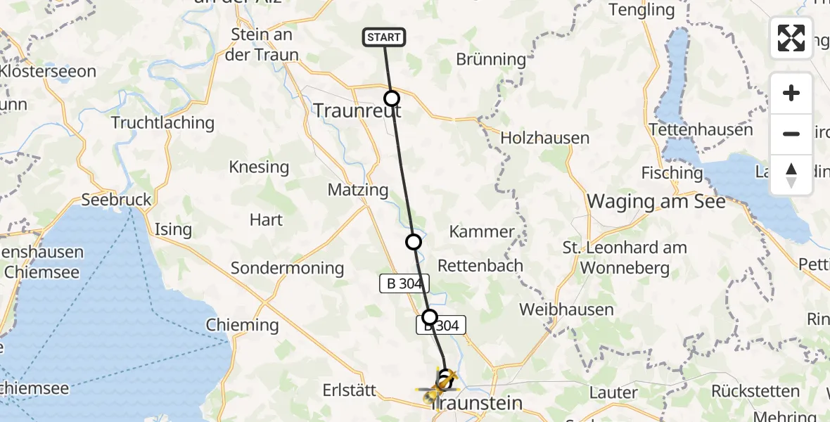 Flugroute Rettungshubschrauber Palling - Traunstein Hospital, 05 April 2026, 14:46