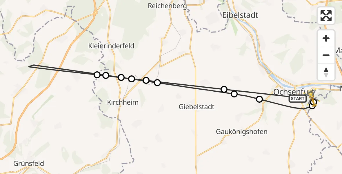 Flugroute Rettungshubschrauber Ochsenfurt - Ochsenfurt Hospital, 05 April 2026, 14:50