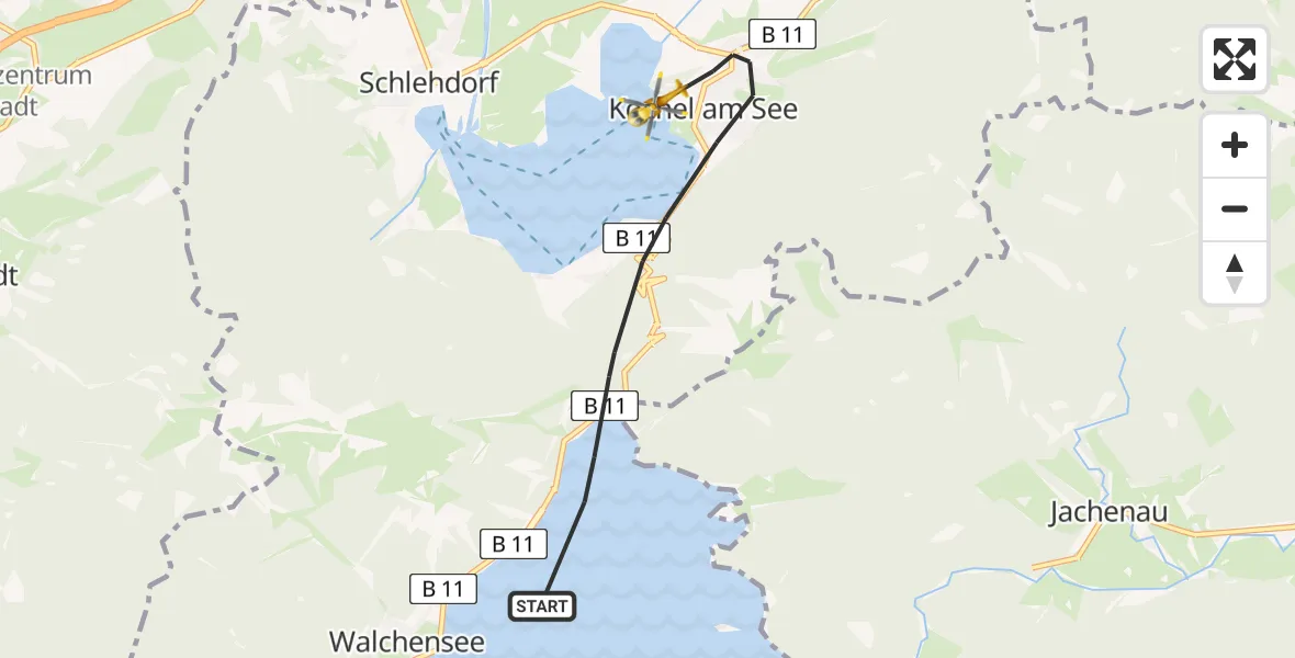 Flugroute Rettungshubschrauber Kochel a.See - Kochel a.See, 05 April 2026, 15:14