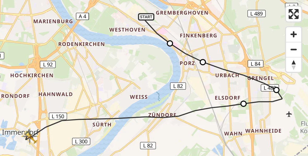 Flugroute Ambulanzhubschrauber Köln - Köln, 05 April 2026, 15:16