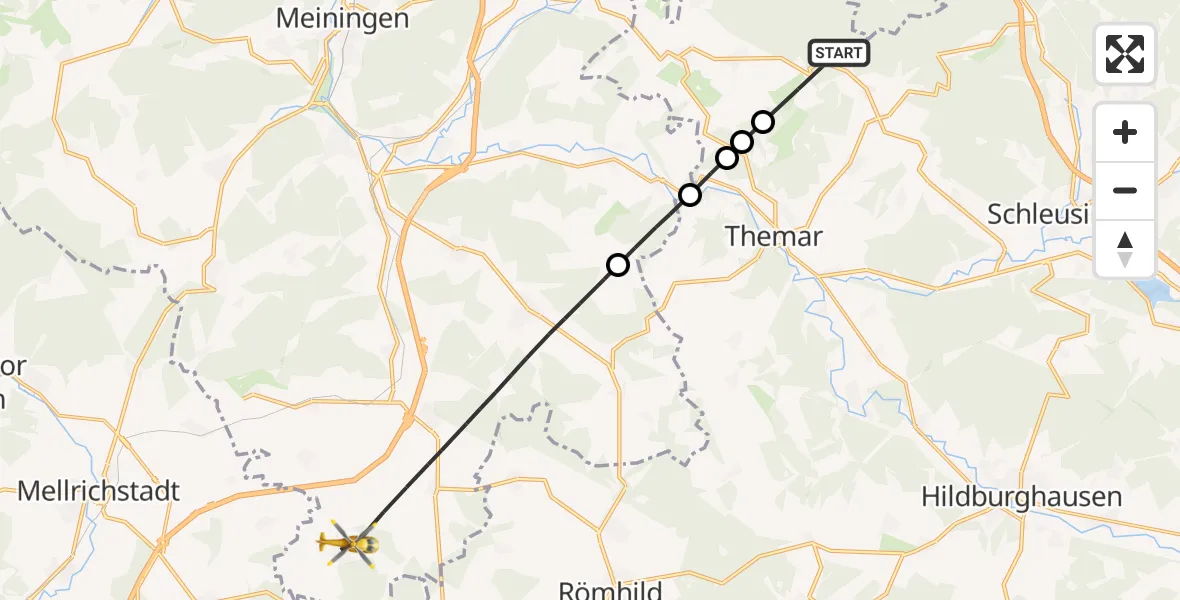 Flugroute Rettungshubschrauber Grub - Grabfeld, 05 April 2026, 16:27