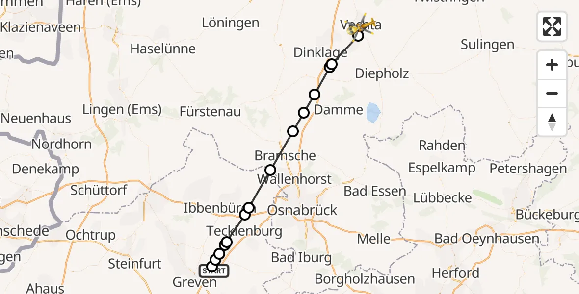 Flugroute Ambulanzhubschrauber Christoph  Westfalen-ADAC - Vechta, 05 April 2026, 16:34