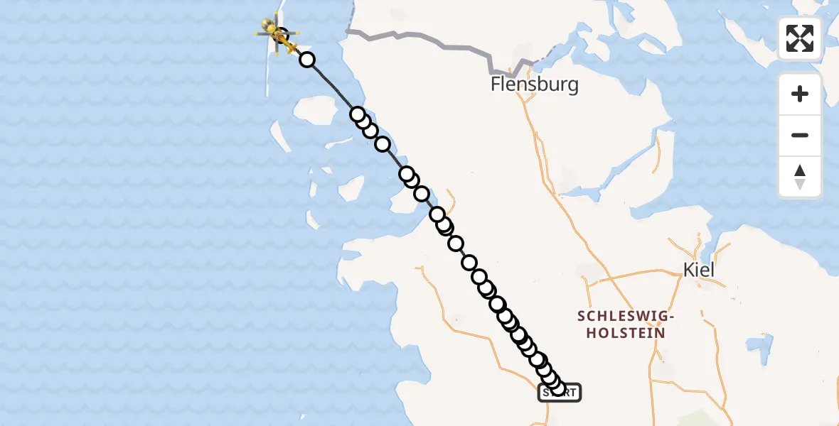Flugroute Rettungshubschrauber Drage - Westerland Sylt Flughafen, 05 April 2026, 16:36
