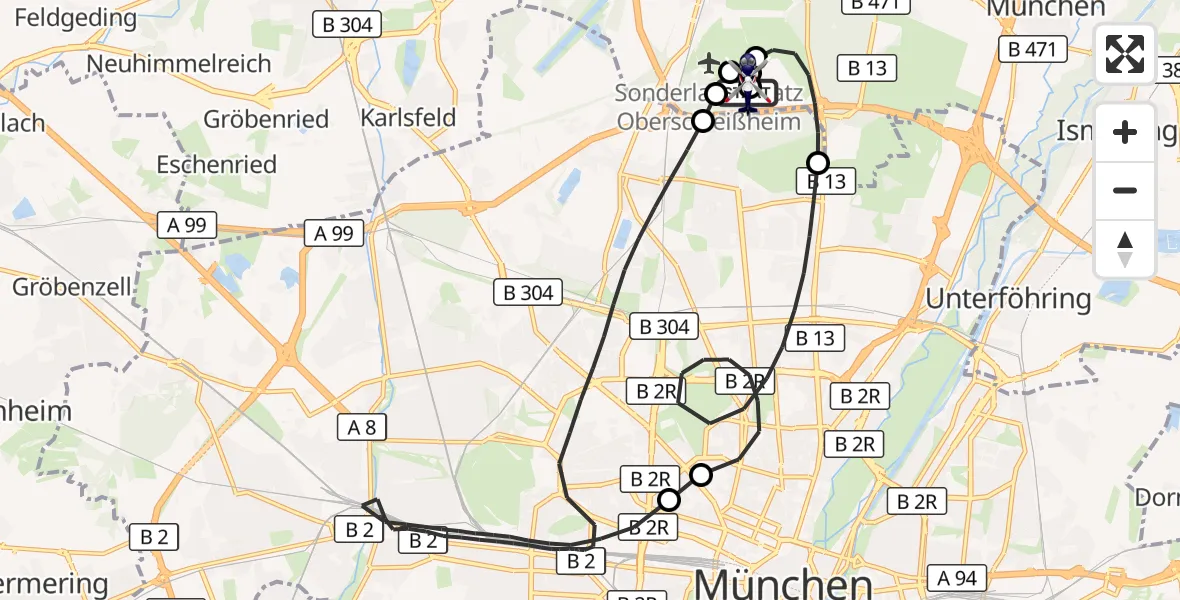 Flugroute Polizeihubschrauber Oberschleißheim - Oberschleißheim, 05 April 2026, 17:16