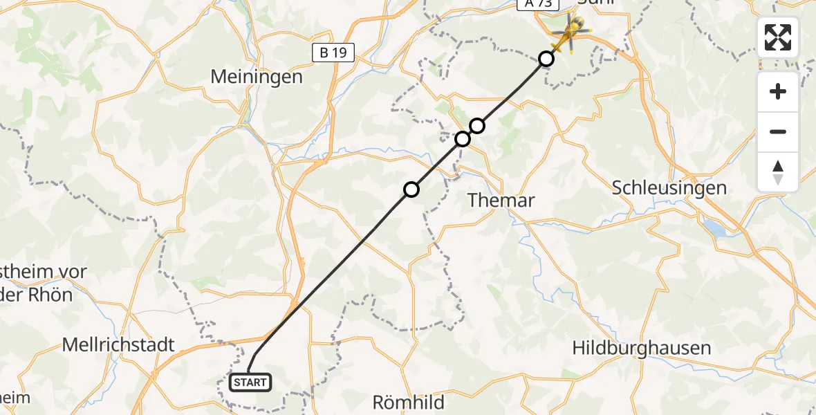 Flugroute Rettungshubschrauber Grabfeld - Suhl, 05 April 2026, 17:21