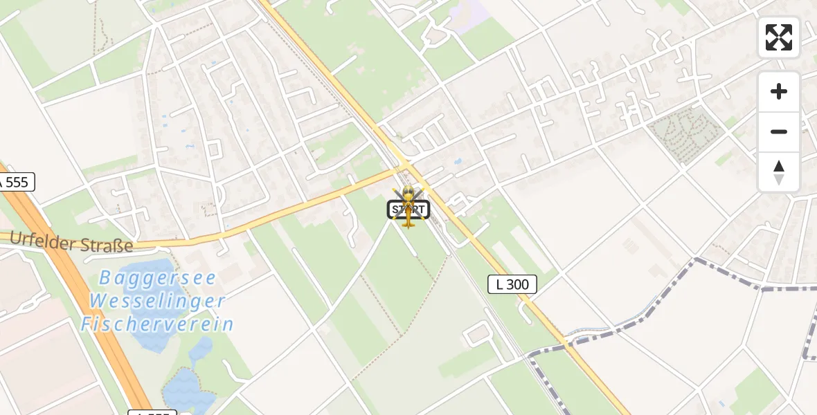 Flugroute Rettungshubschrauber Wesseling - Wesseling, 05 April 2026, 17:27