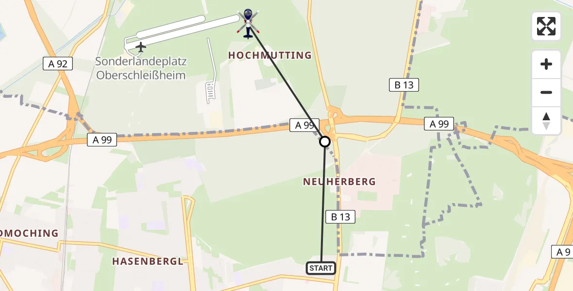 Flugroute Polizeihubschrauber München - Oberschleißheim, 05 April 2026, 17:39