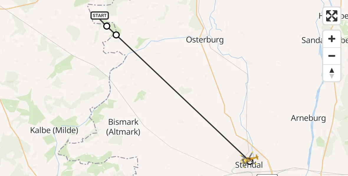 Flugroute Rettungshubschrauber Altmärkische Höhe - Stendal, 05 April 2026, 17:46