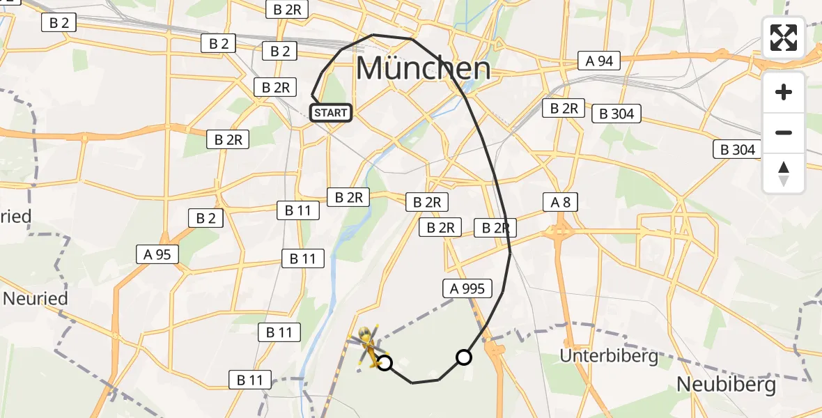Flugroute Rettungshubschrauber München - ADAC Air Rescue Center Hubschrauberlandeplatz (Christoph 1), 05 April 2026, 17:46