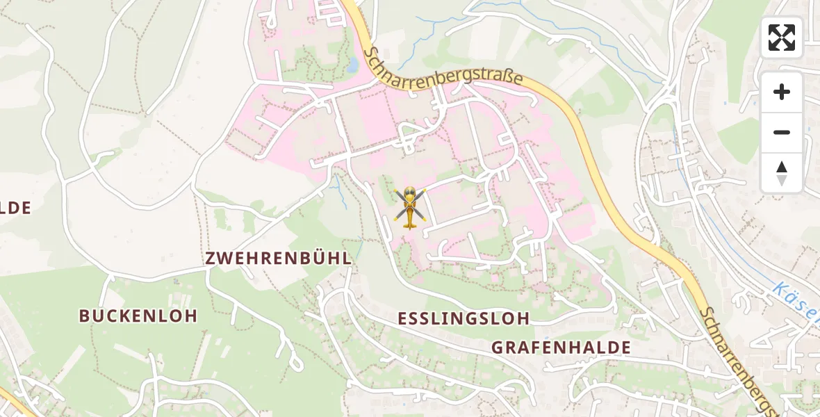Flugroute Rettungshubschrauber Tübingen University Hospital - Tübingen University Hospital, 05 April 2026, 17:46