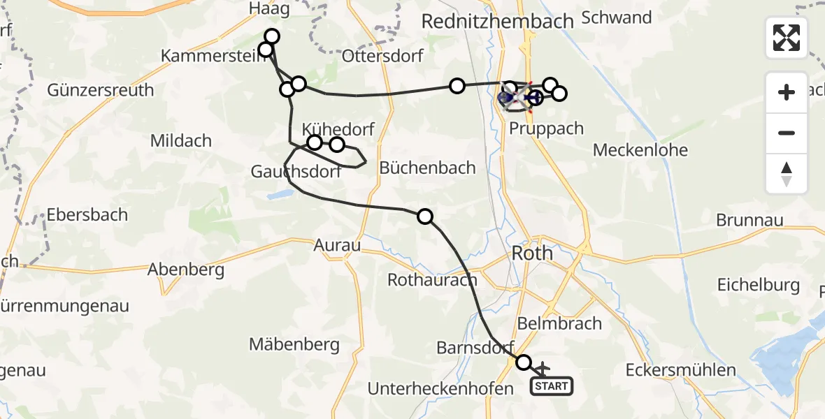 Flugroute Polizeihubschrauber Flugplatz Roth - Roth, 05 April 2026, 18:34