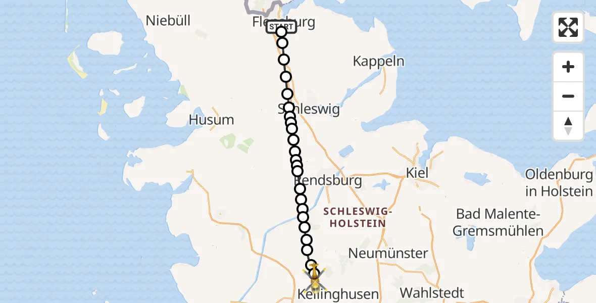 Flugroute Rettungshubschrauber Flensburg - Hohenlockstedt, 05 April 2026, 18:39