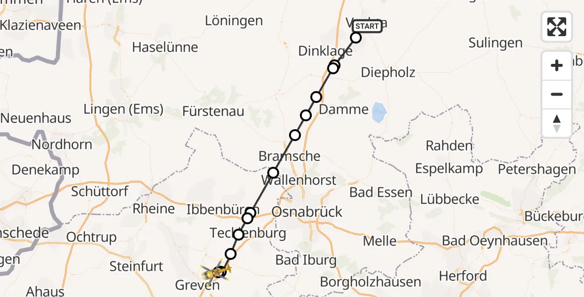 Flugroute Ambulanzhubschrauber Vechta - Christoph  Westfalen-ADAC, 05 April 2026, 19:32