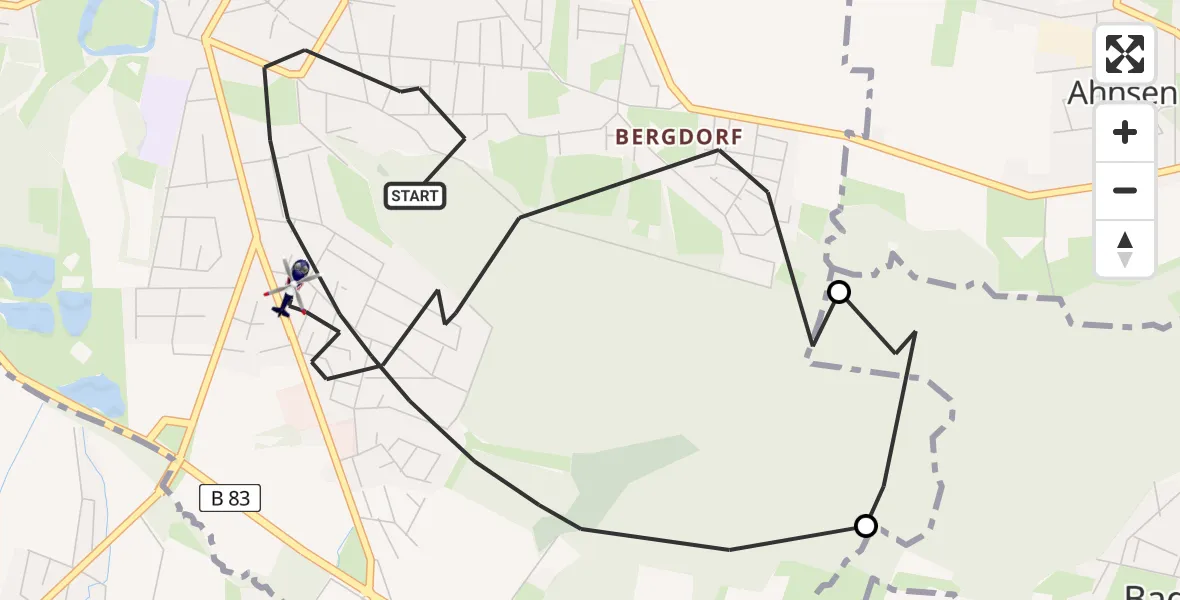 Flugroute Polizeihubschrauber Bückeburg - Bückeburg, 05 April 2026, 22:22