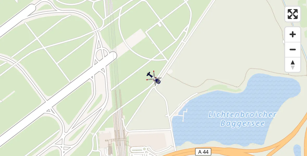 Flugroute Polizeihubschrauber Düsseldorf Flughafen - Düsseldorf Flughafen, 05 April 2026, 23:37