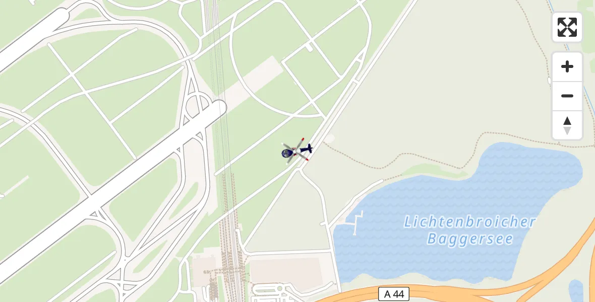 Flugroute Polizeihubschrauber Düsseldorf Flughafen - Düsseldorf Flughafen, 05 April 2026, 23:36