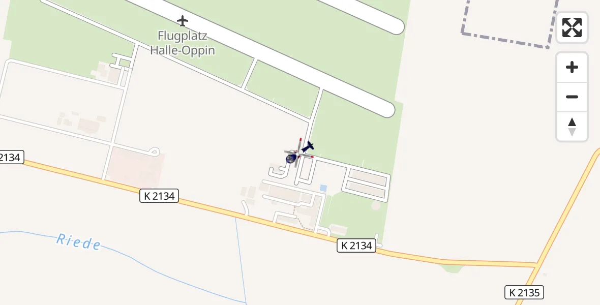 Flugroute Polizeihubschrauber Halle-Oppin Flugplatz - Halle-Oppin Flugplatz, 06 April 2026, 01:09