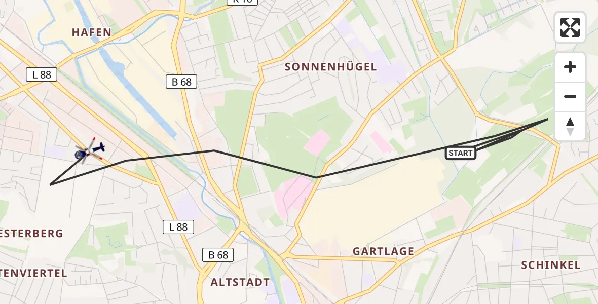 Flugroute Polizeihubschrauber Osnabrück - Osnabrück, 06 April 2026, 01:46