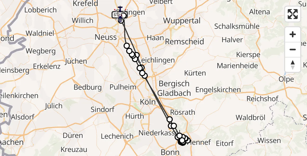 Flugroute Polizeihubschrauber Düsseldorf Flughafen - Düsseldorf Flughafen, 06 April 2026, 05:21
