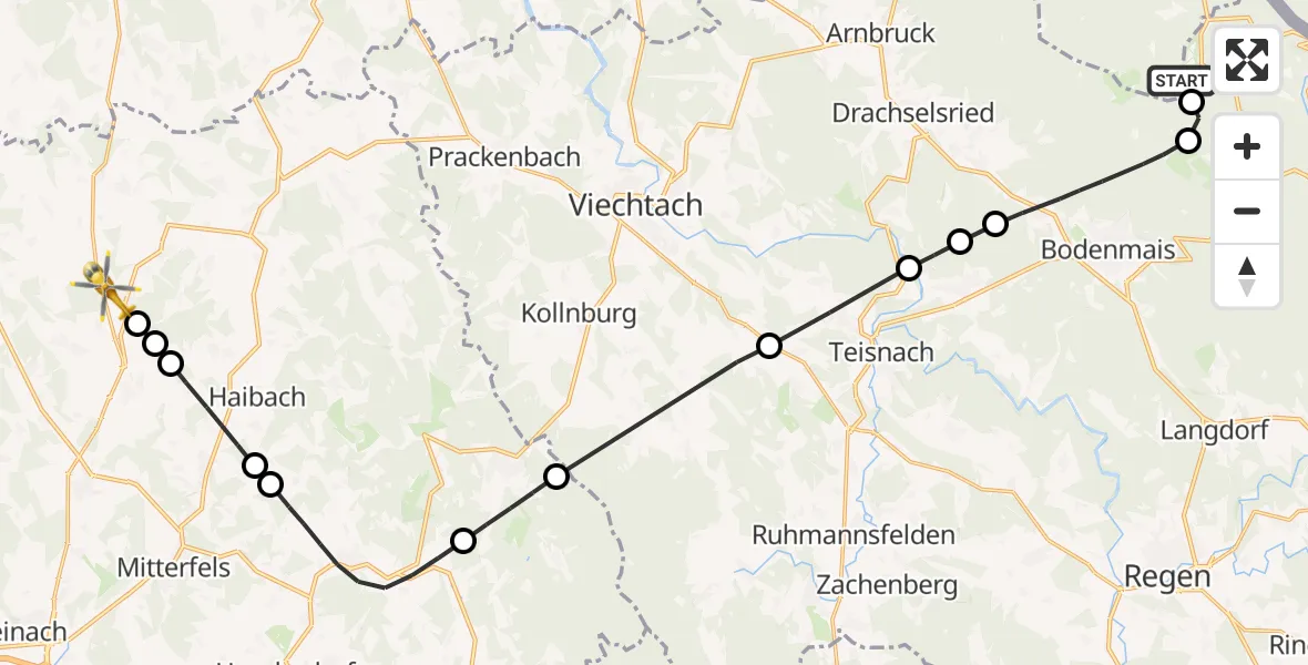 Flugroute Rettungshubschrauber Lohberg - Stallwang, 06 April 2026, 05:58