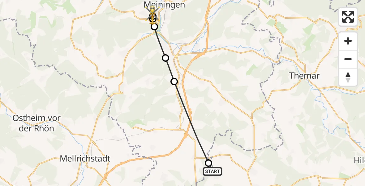 Flugroute Rettungshubschrauber Römhild - Helios Clinic Meiningen, 06 April 2026, 06:21