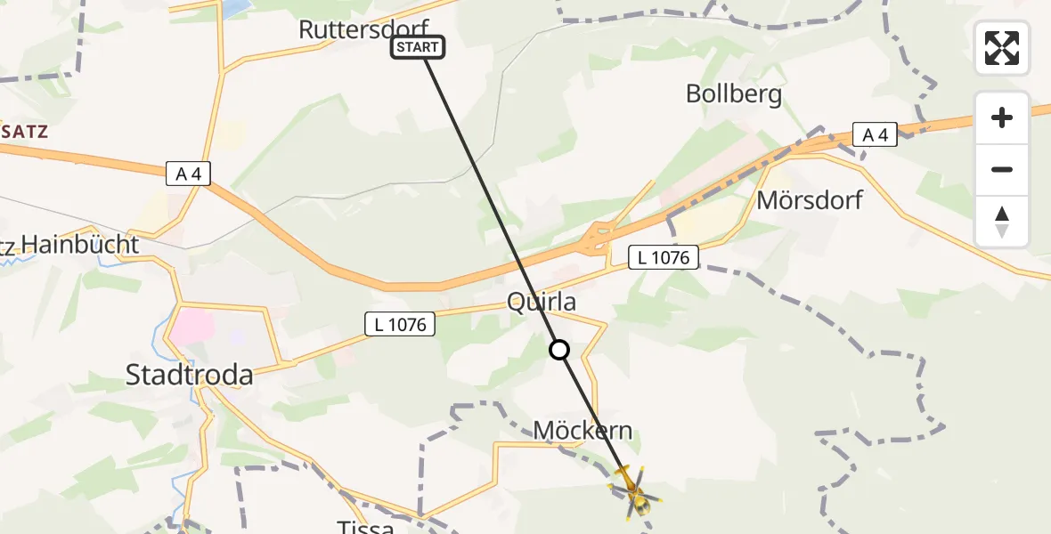 Flugroute Rettungshubschrauber Ruttersdorf-Lotschen - Möckern, 06 April 2026, 07:21