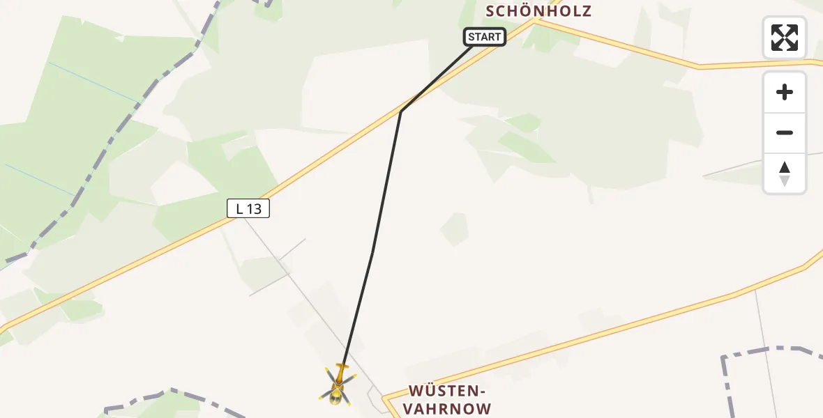 Flugroute Rettungshubschrauber Gülitz-Reetz - Gülitz-Reetz, 06 April 2026, 07:33