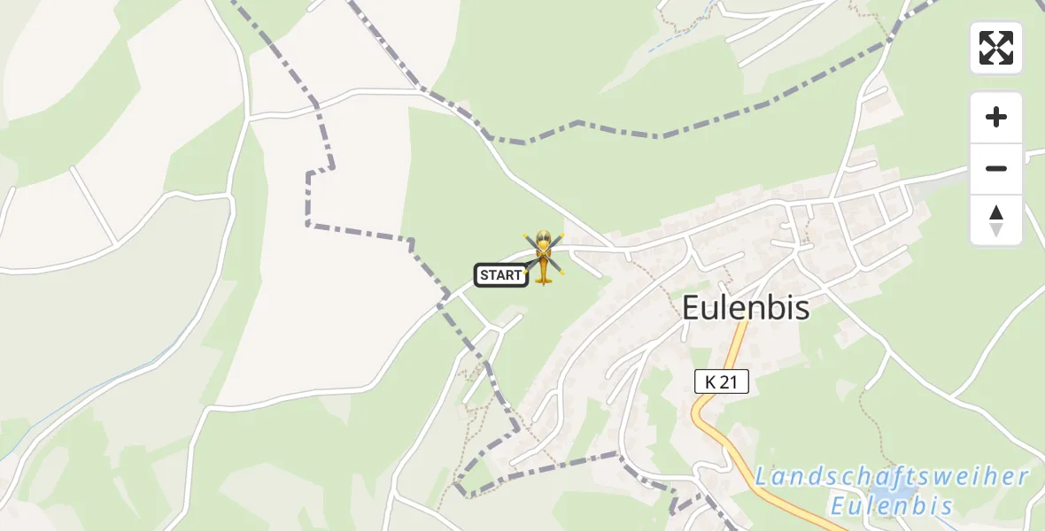 Flugroute Rettungshubschrauber Eulenbis - Eulenbis, 06 April 2026, 07:48